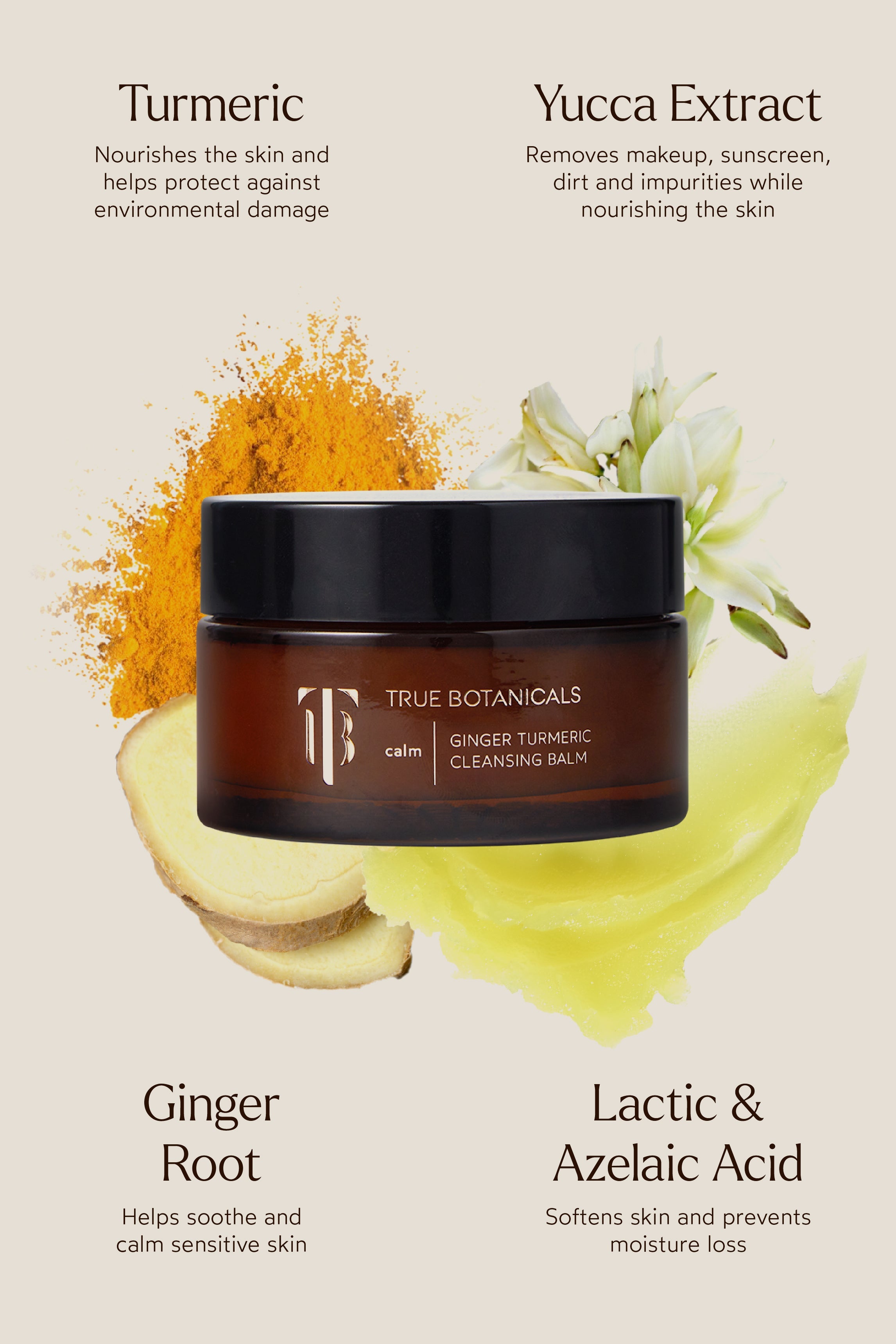 True Botanicals Calm Ginger Tumeric Cleansing Balm