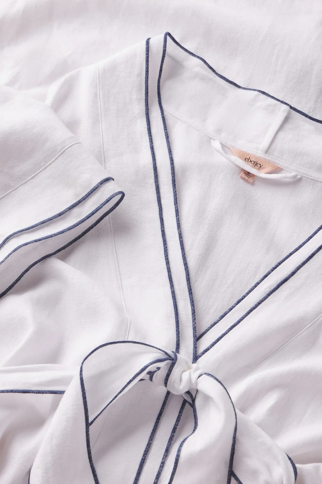 Linen Blend Long Sleeve Robe