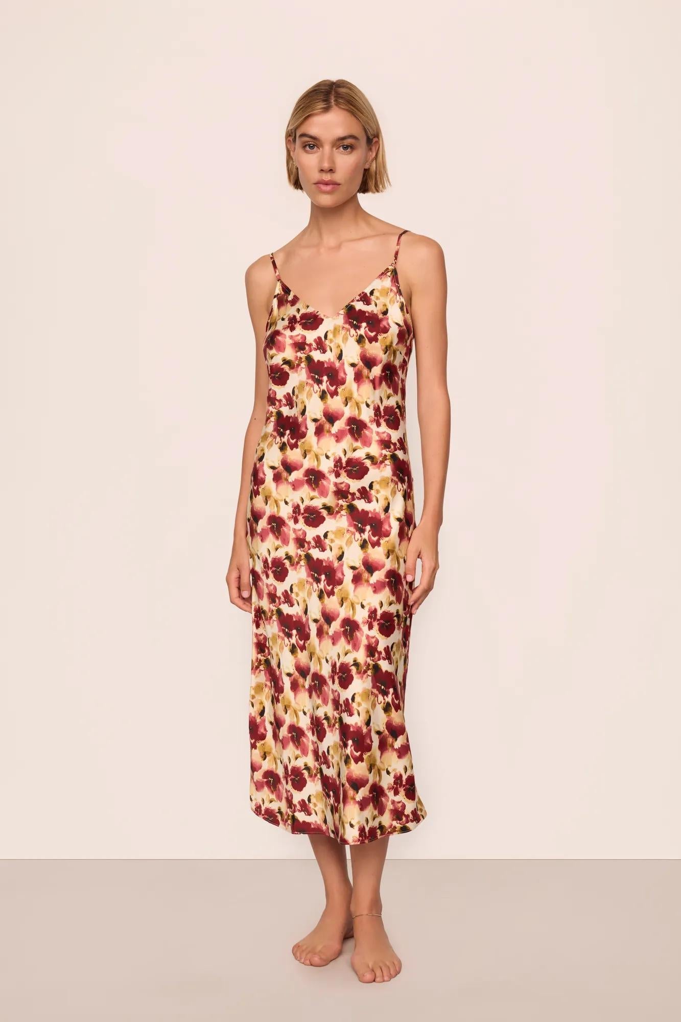 Eberjey x  Lily Aldridge - Inez Washable Silk Printed Slip