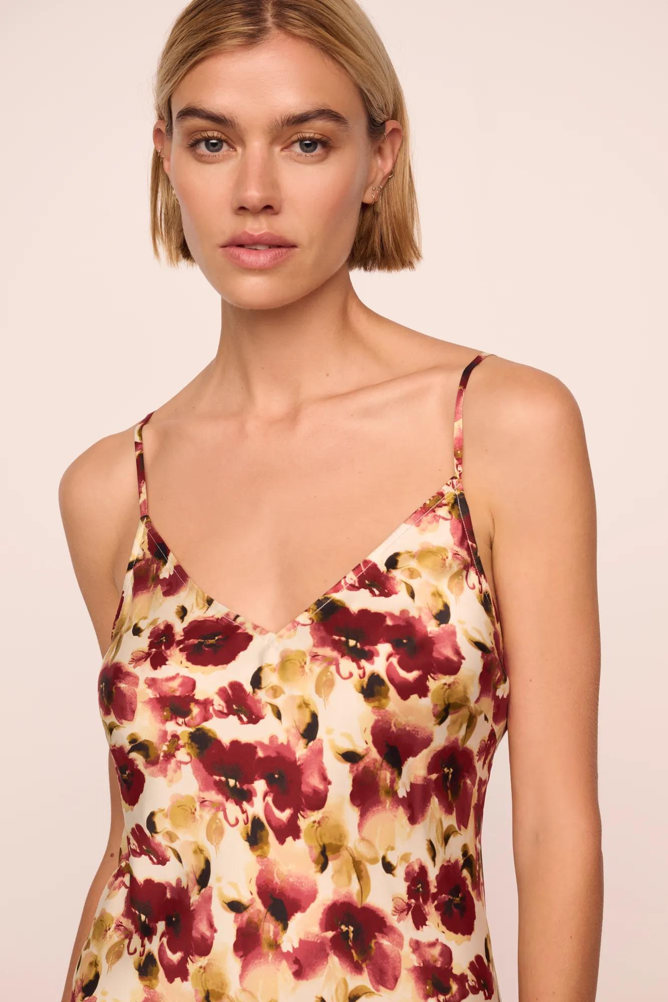 Eberjey x  Lily Aldridge - Inez Washable Silk Printed Slip