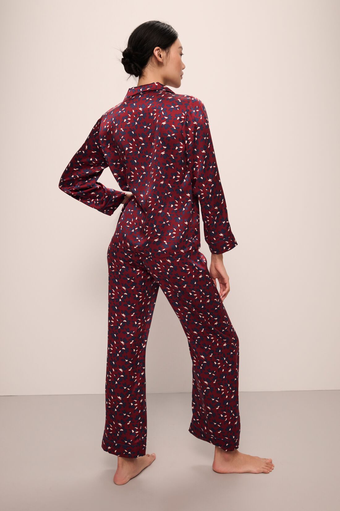Inez Washable Silk Printed Long PJ Set
