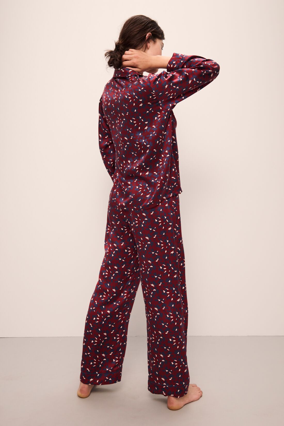 Inez Washable Silk Printed Long PJ Set