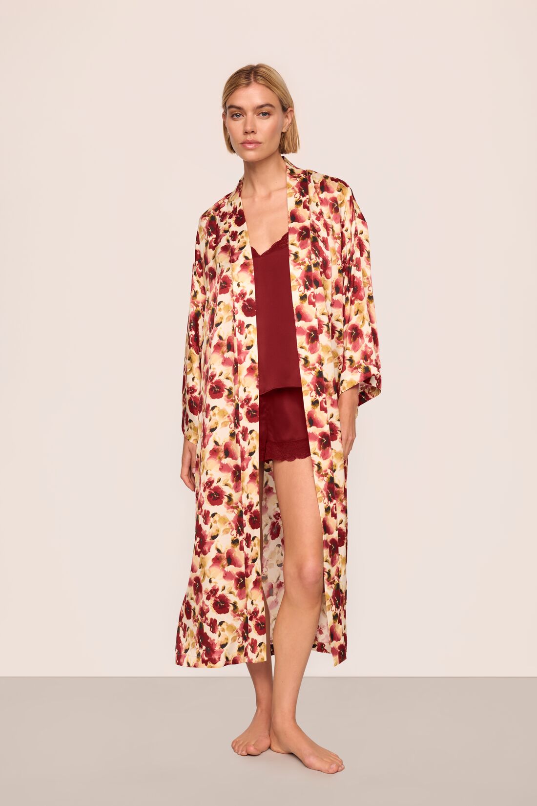 Eberjey x  Lily Aldridge - Inez Washable Silk Printed Robe