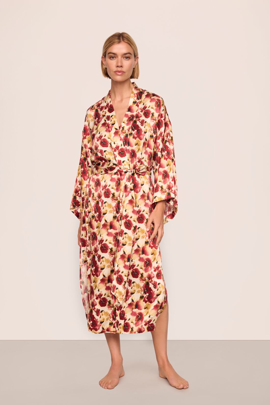 Eberjey x  Lily Aldridge - Inez Washable Silk Printed Robe