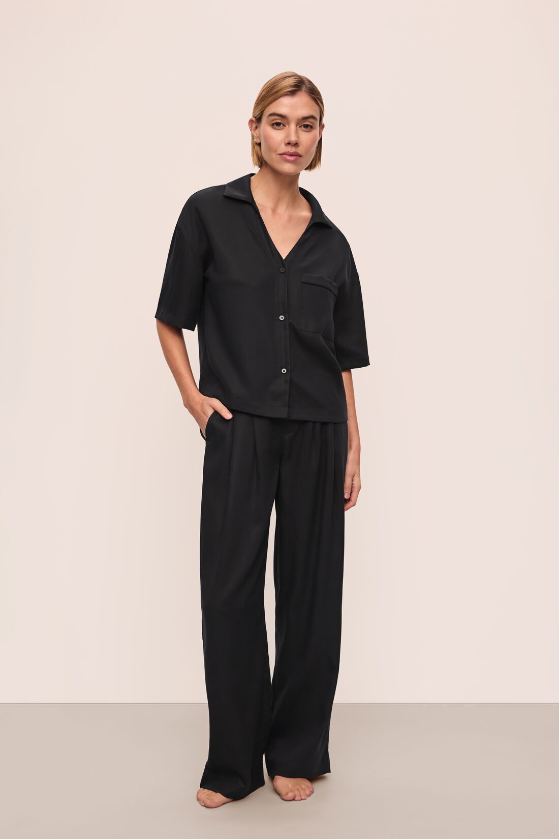 Tencel Woven Relaxed Button Front Top