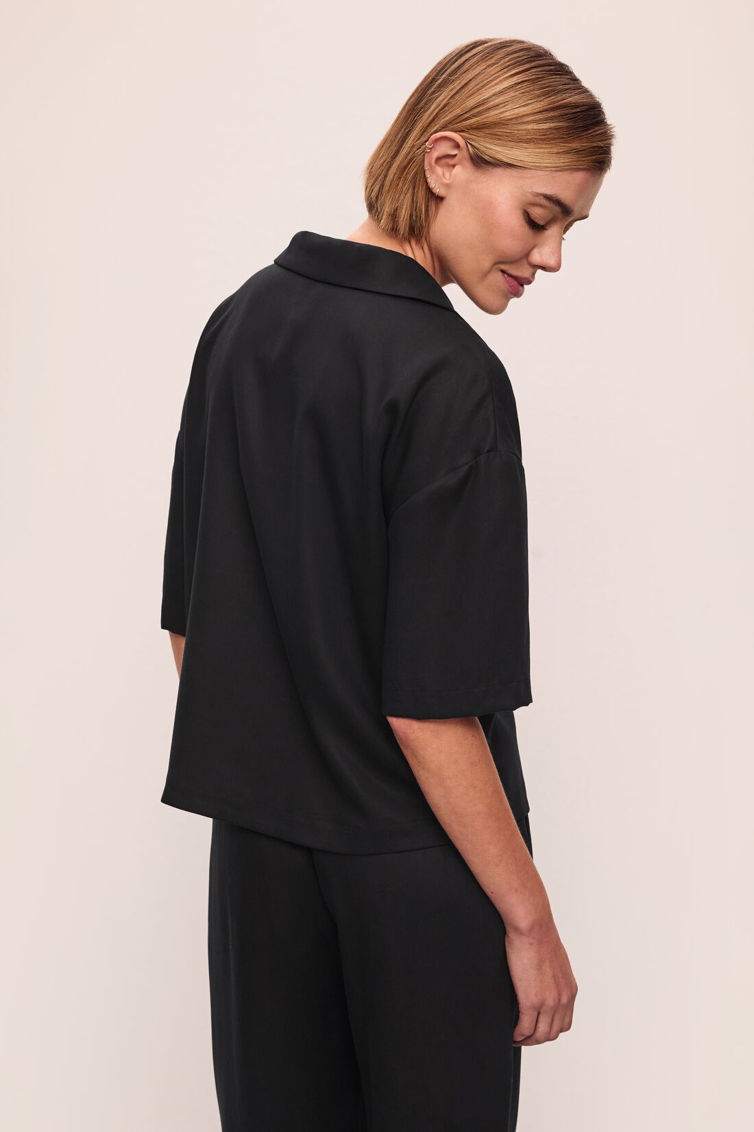 Tencel Woven Relaxed Button Front Top