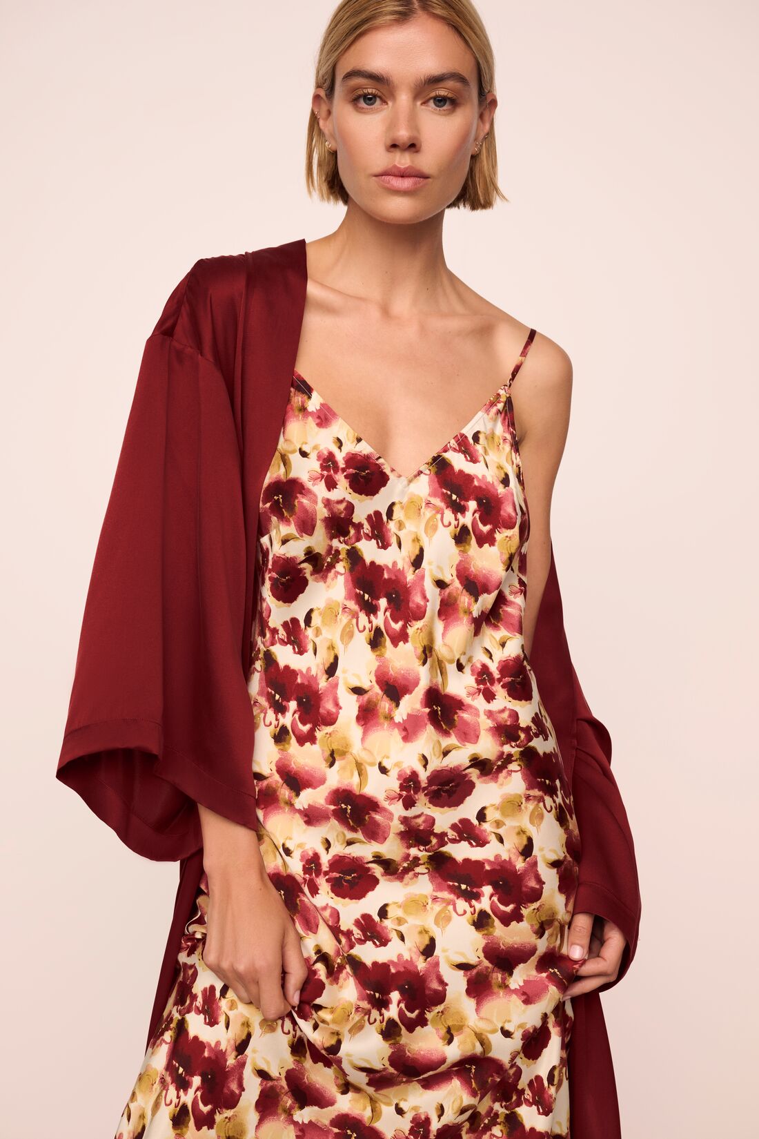 Eberjey x  Lily Aldridge - Inez Washable Silk Printed Slip