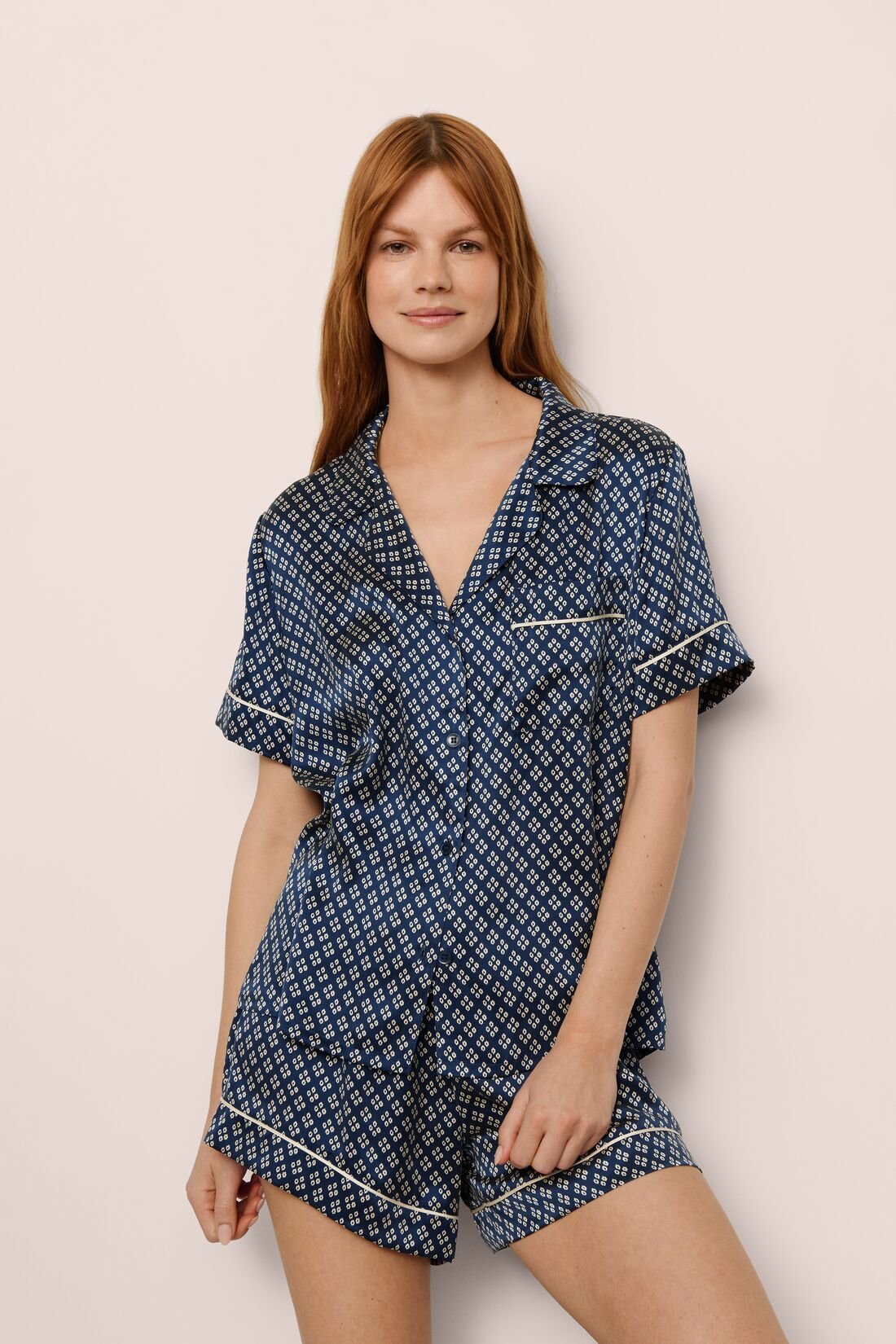 Inez Washable Silk Printed Short PJ Set