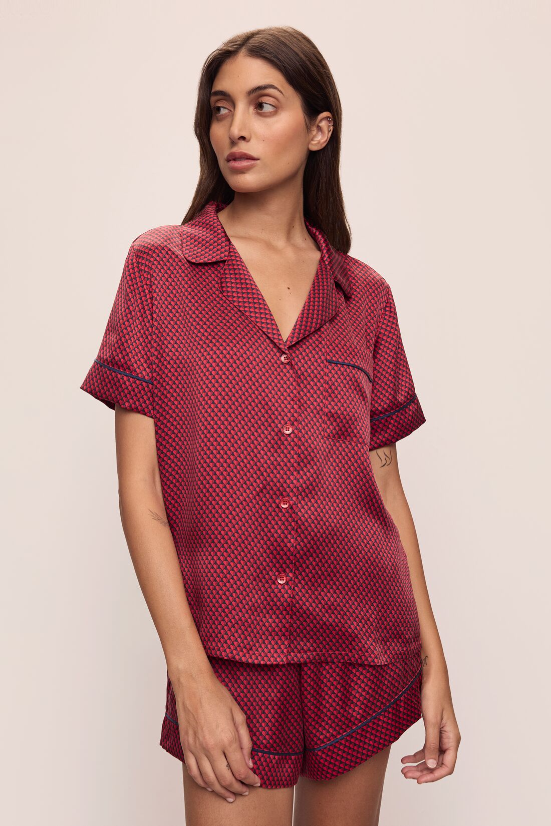 Inez Washable Silk Printed Short PJ Set