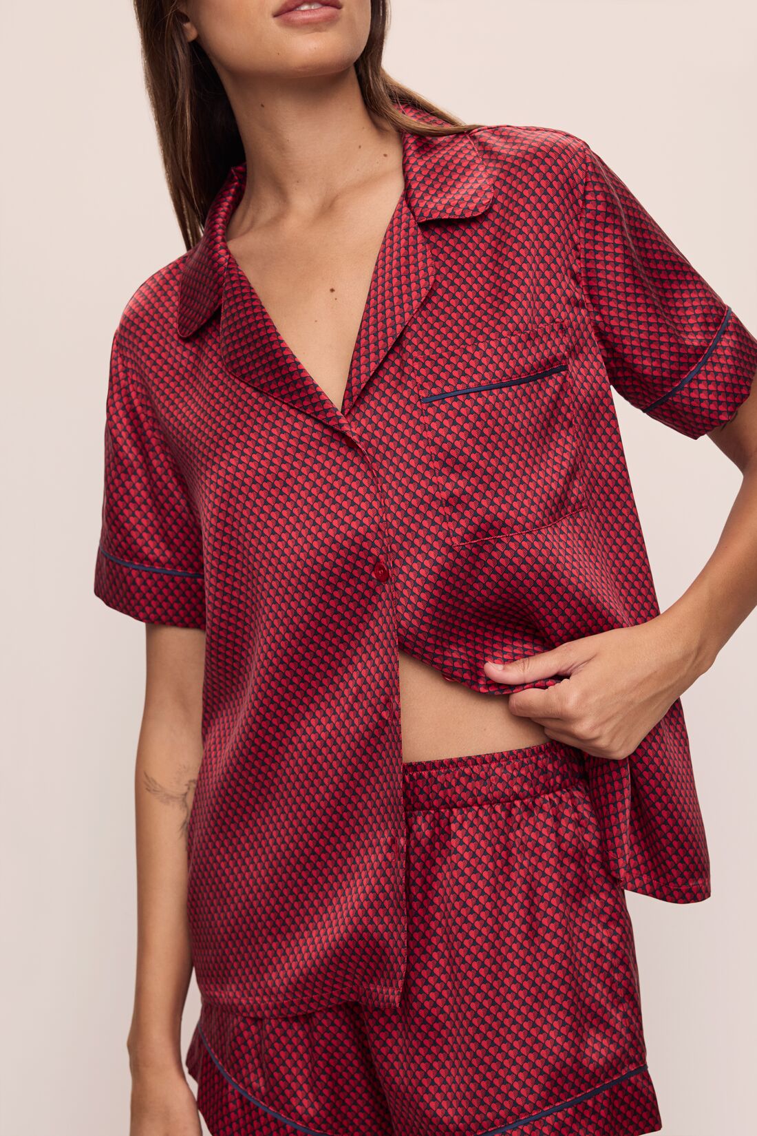 Inez Washable Silk Printed Short PJ Set
