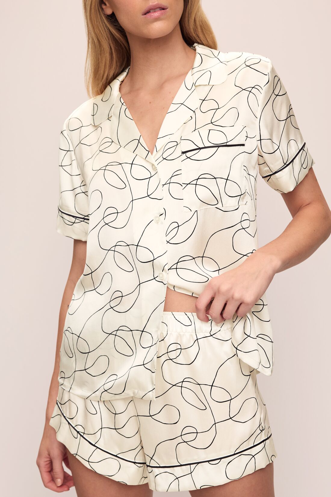 Inez Washable Silk Printed Short PJ Set