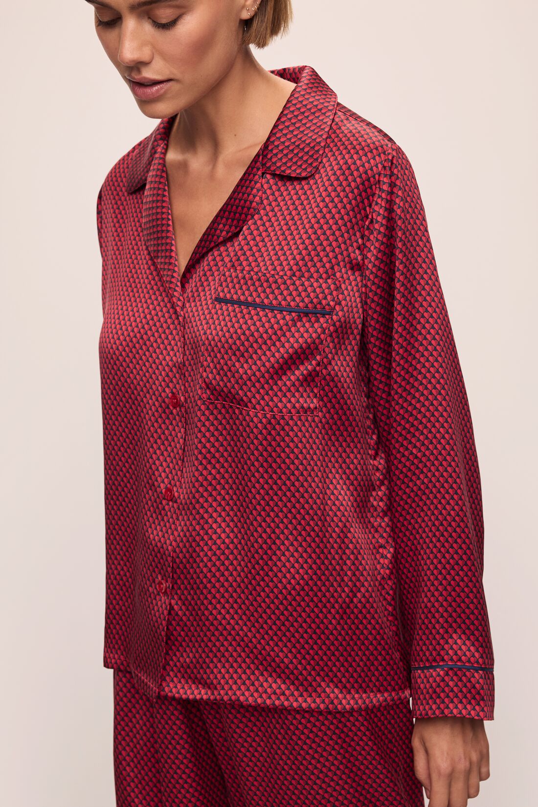 Inez Washable Silk Printed Long PJ Set