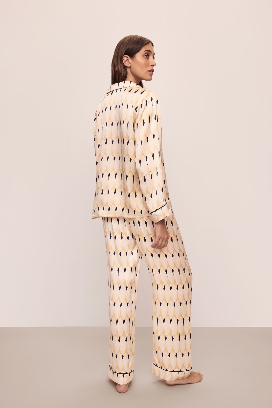 Inez Washable Silk Printed Long PJ Set