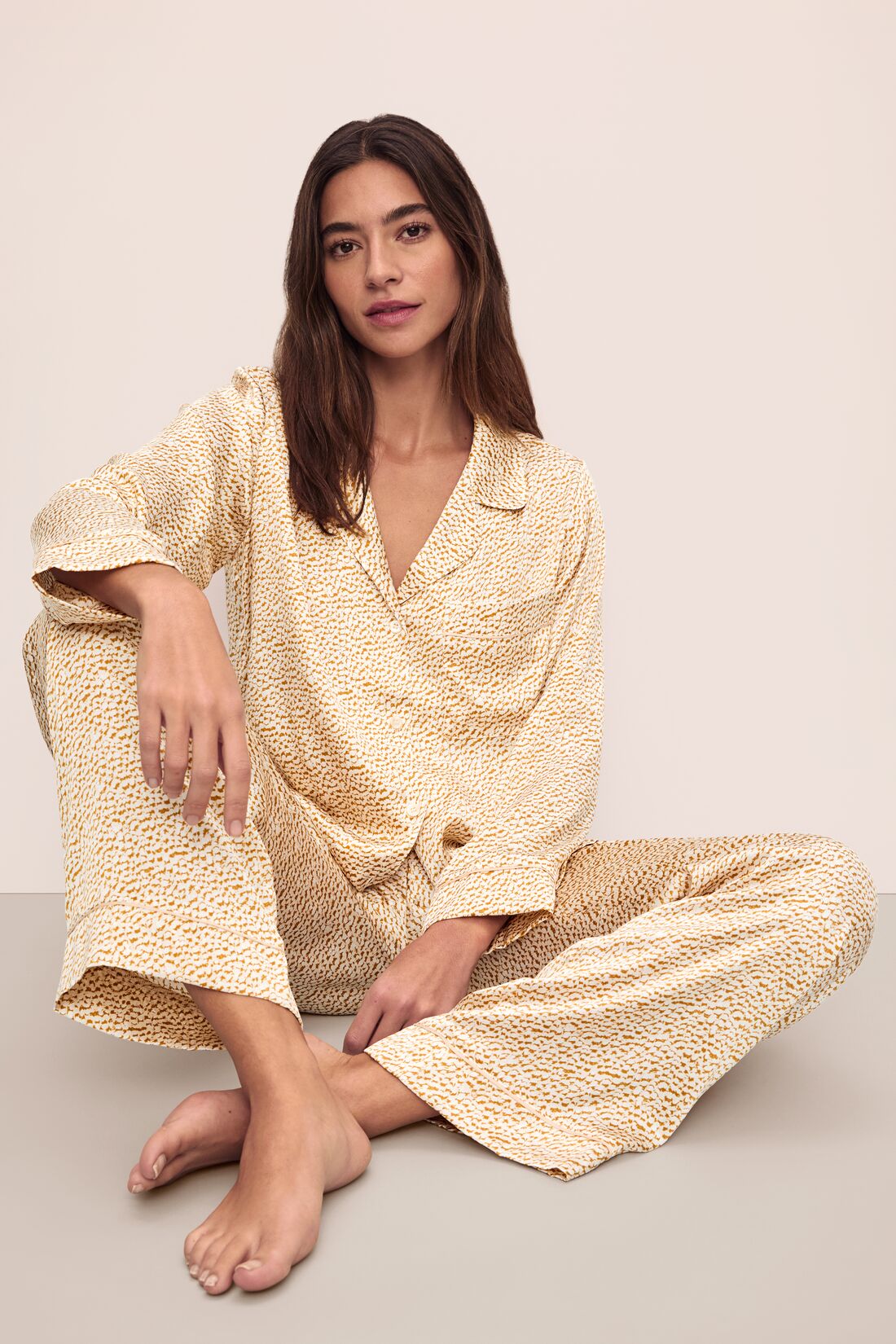 Inez Washable Silk Printed Long PJ Set