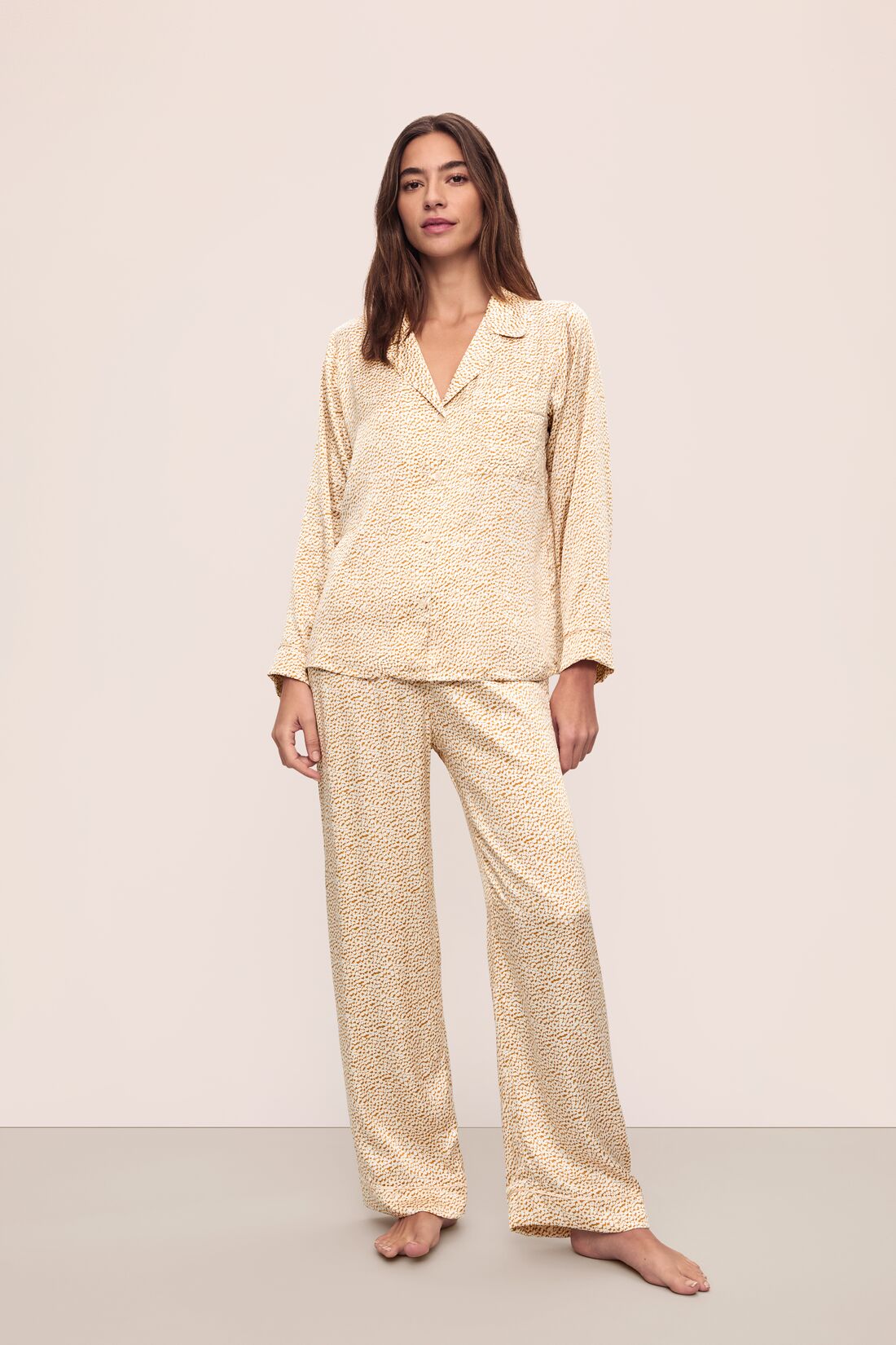 Inez Washable Silk Printed Long PJ Set