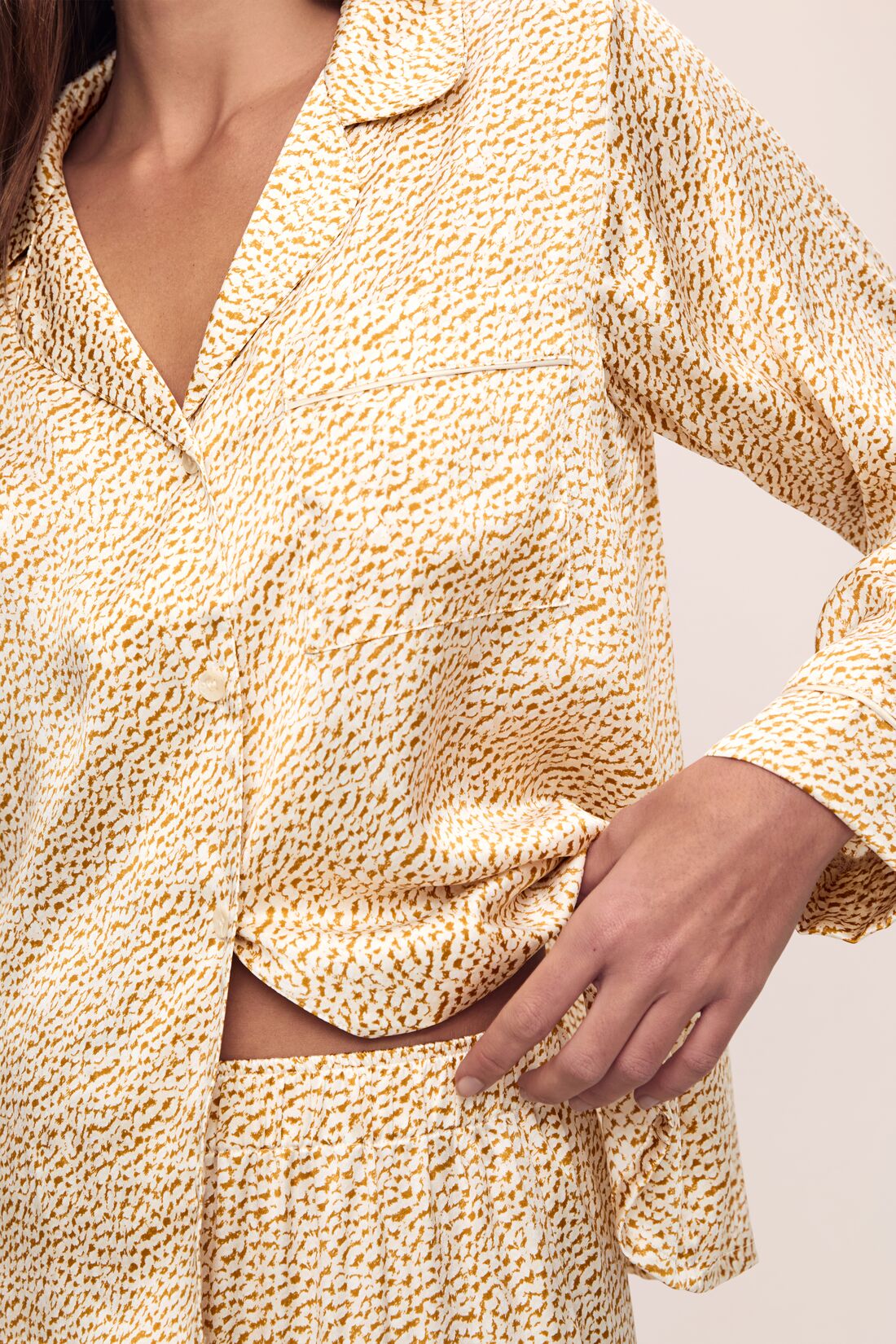 Inez Washable Silk Printed Long PJ Set