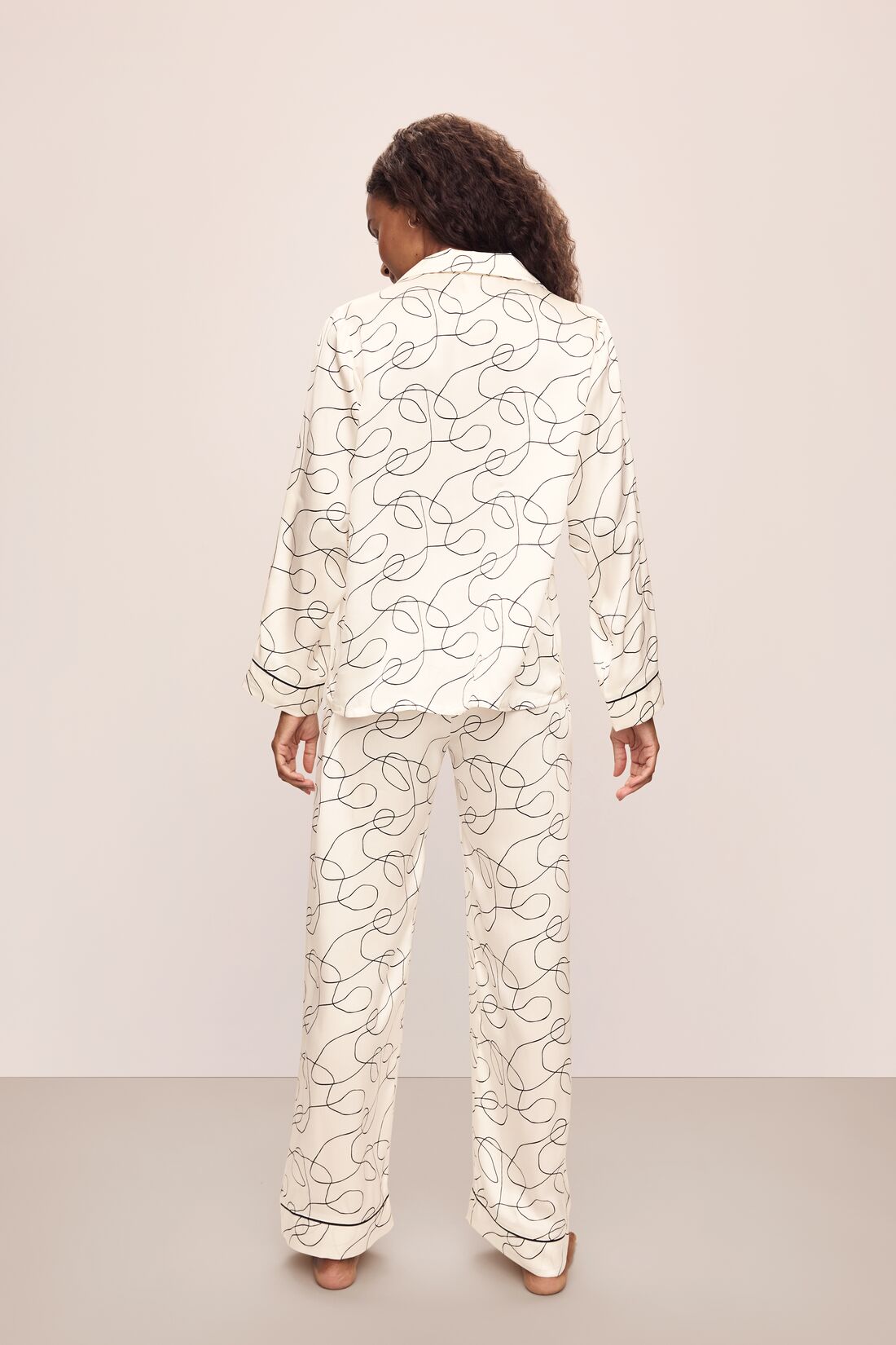 Inez Washable Silk Printed Long PJ Set