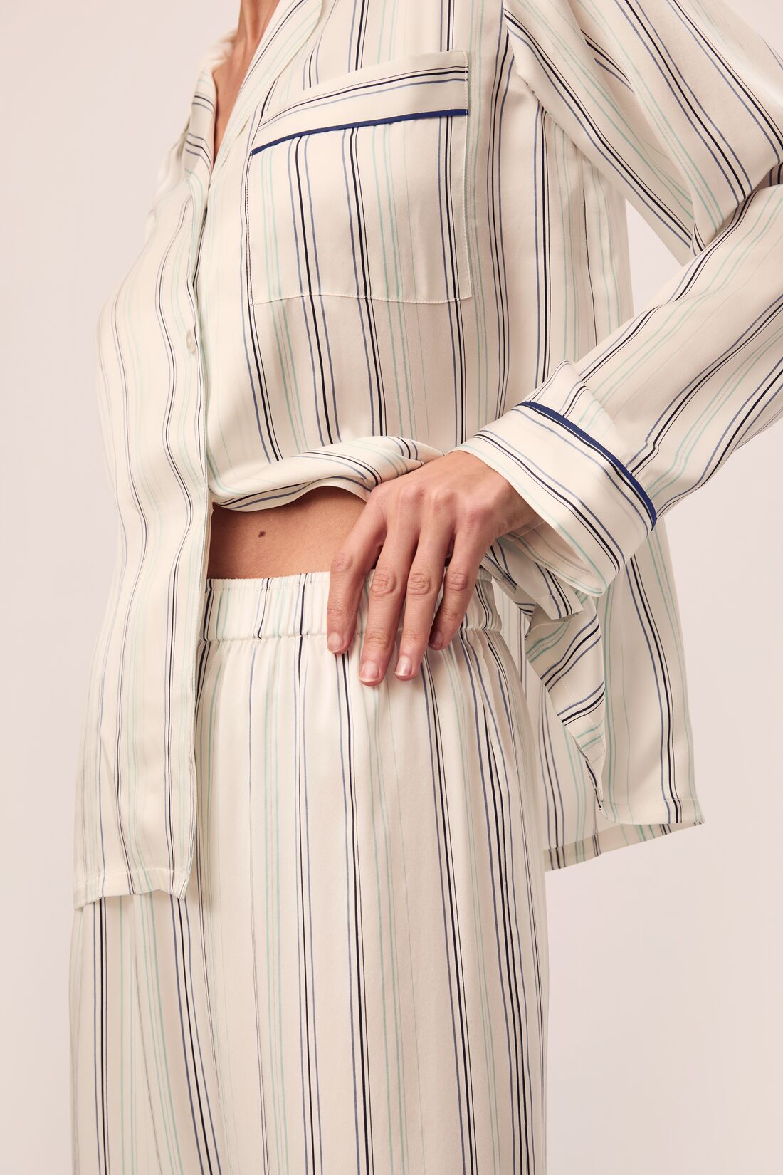 Inez Washable Silk Printed Long PJ Set