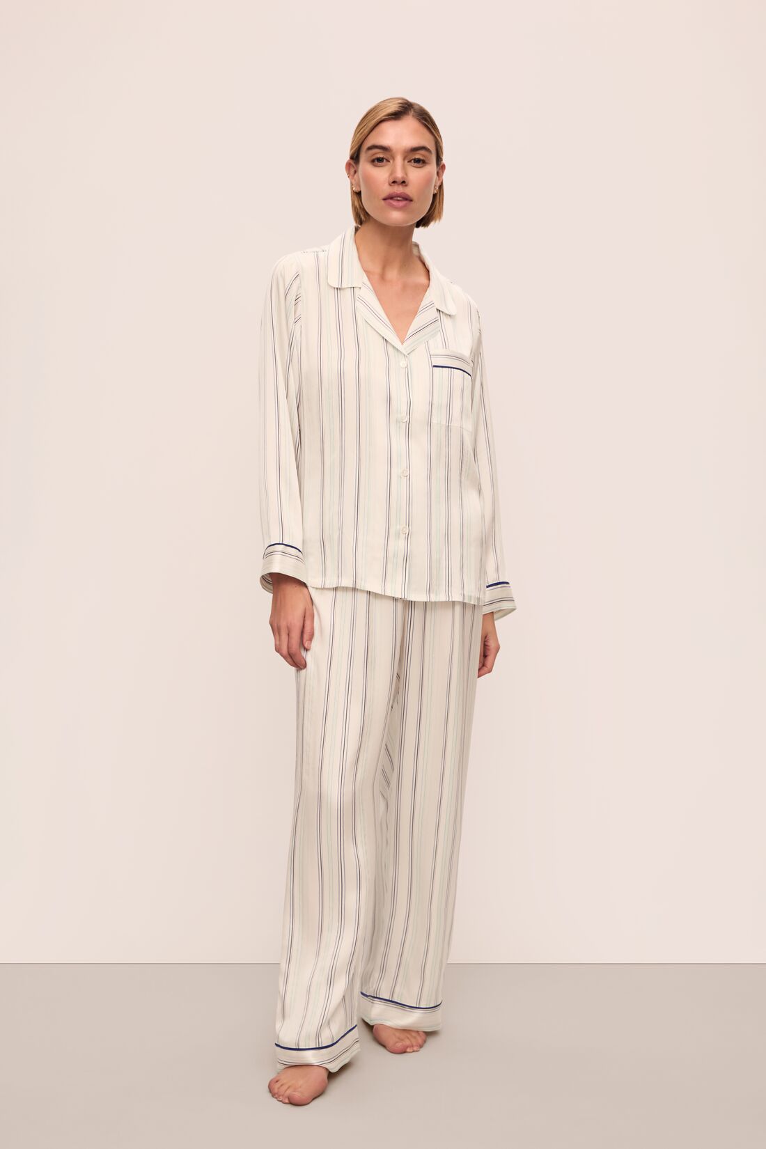 Inez Washable Silk Printed Long PJ Set