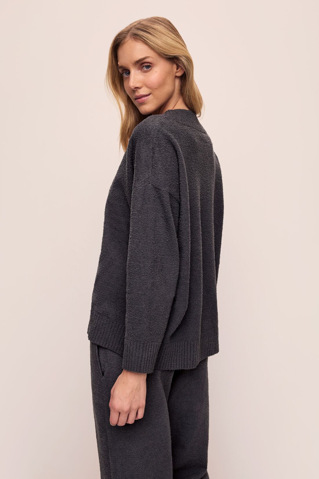 Recycled Boucle Boyfriend Oversized V-Neck Sweater