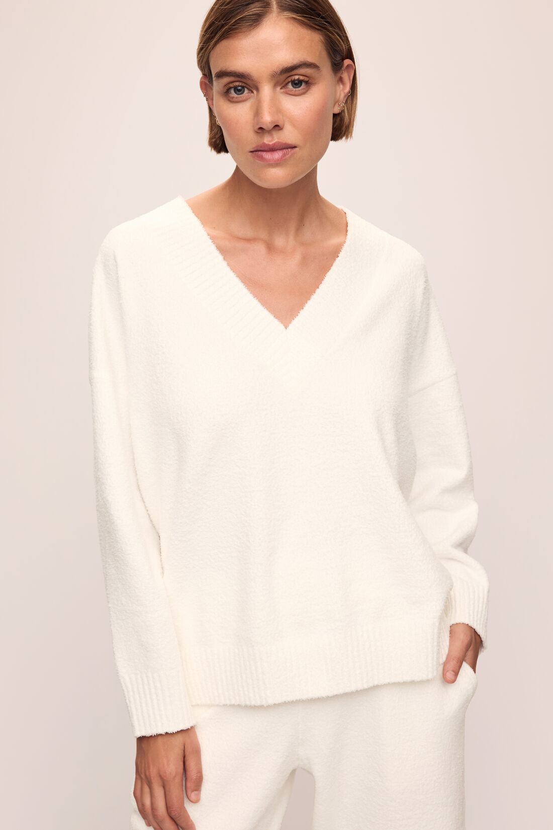 Recycled Boucle Boyfriend Oversized V-Neck Sweater
