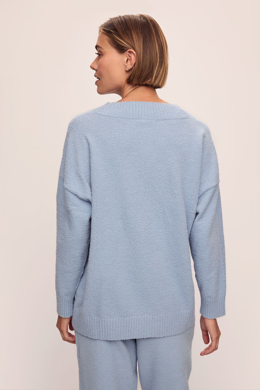 Recycled Boucle Boyfriend Oversized V-Neck Sweater