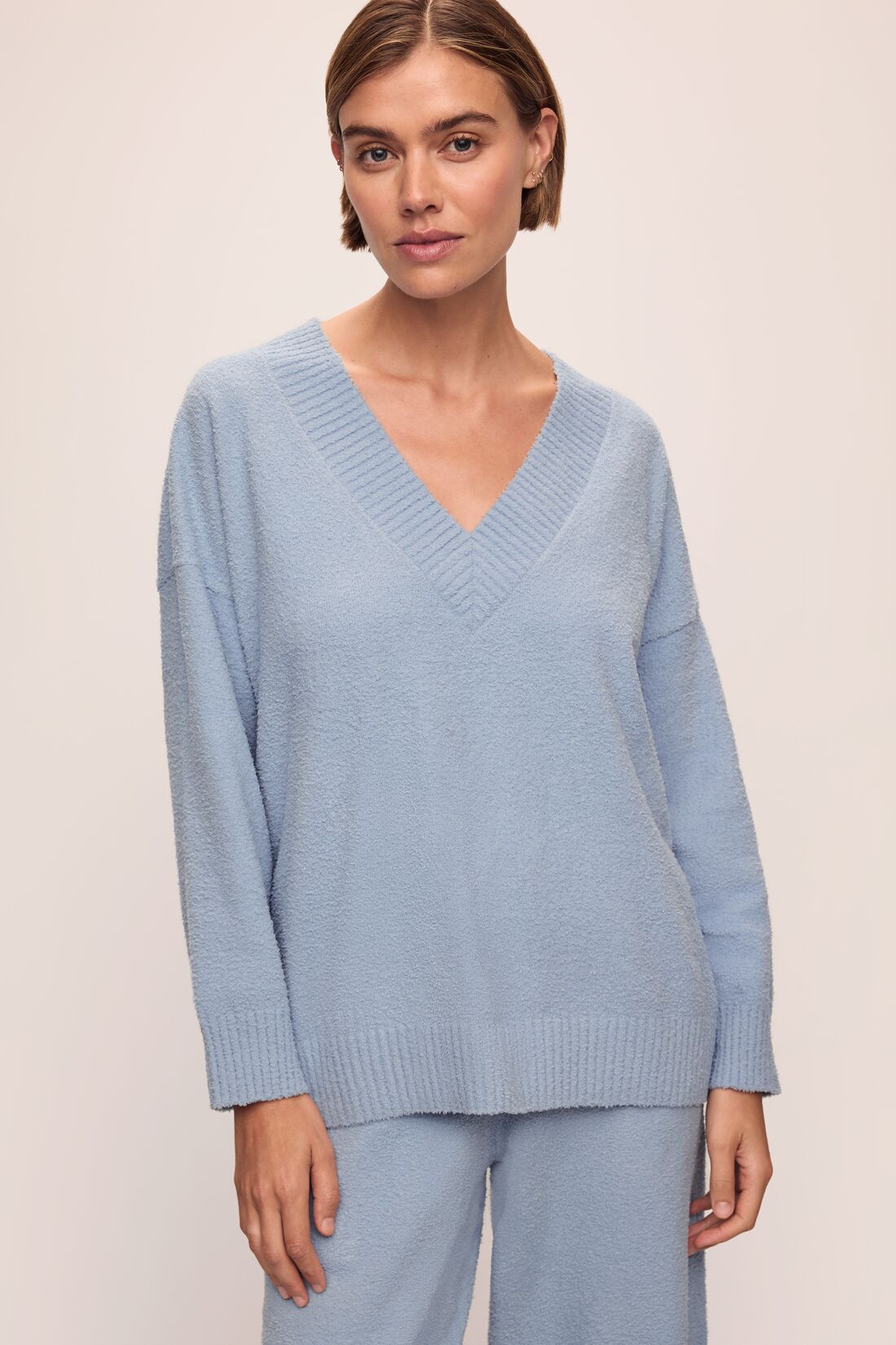 Recycled Boucle Boyfriend Oversized V-Neck Sweater