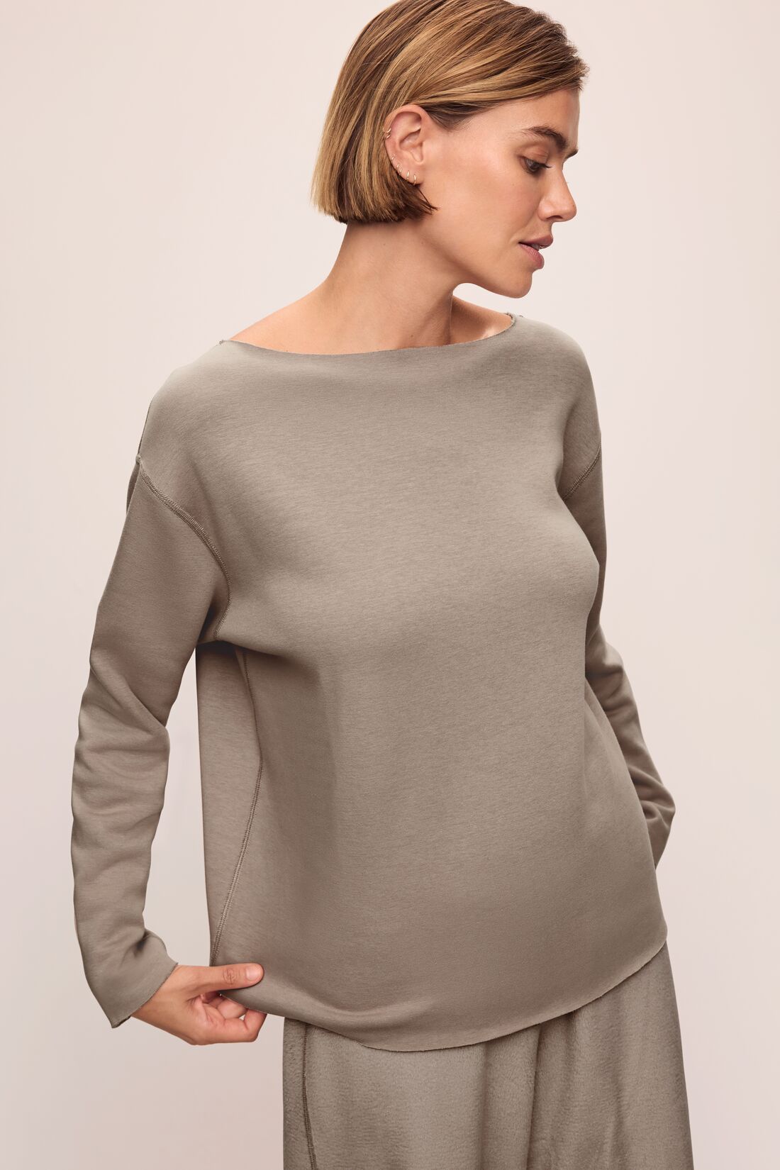 Reversible Plush Raw Edge Pullover