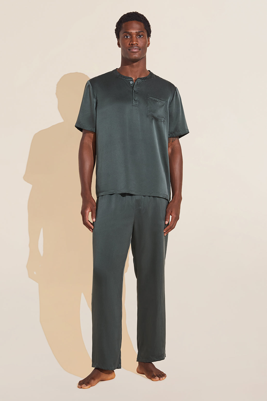 Charles Washable Silk Short Sleeve & Pant PJ Set