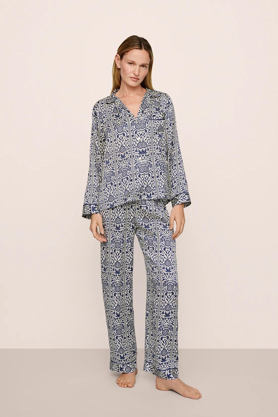 Eberjey x Casa Del Sol - Inez Washable Silk Printed Long PJ Set