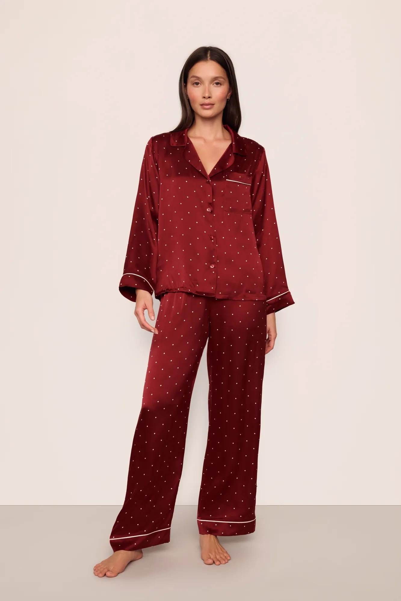 Eberjey x  Lily Aldridge - Inez Washable Silk Printed Long PJ Set
