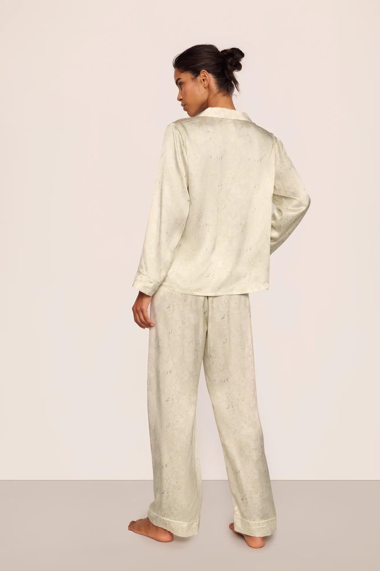 Inez Washable Silk Printed Long PJ Set