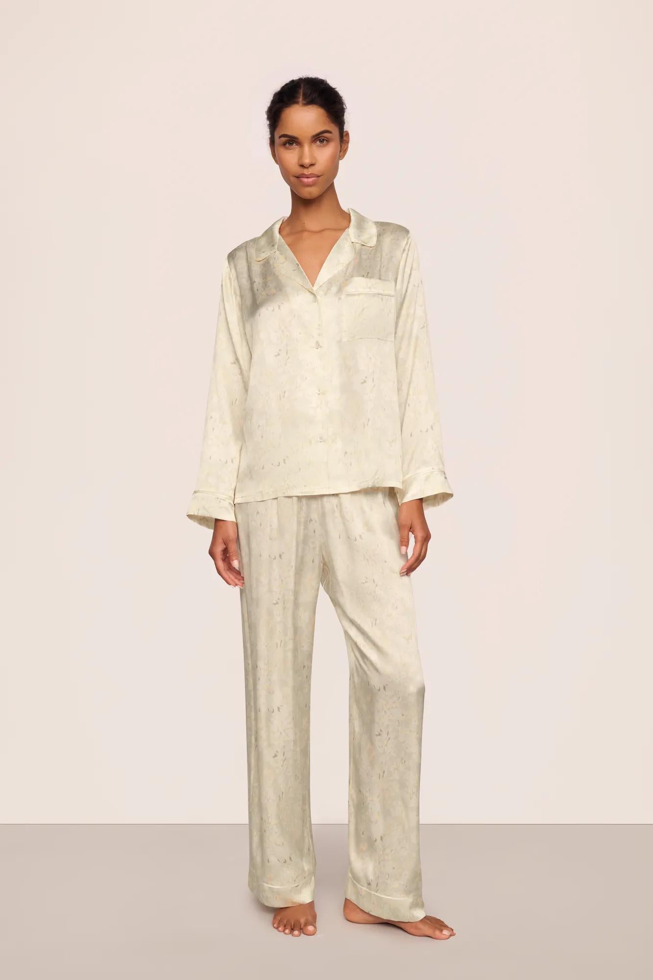 Inez Washable Silk Printed Long PJ Set
