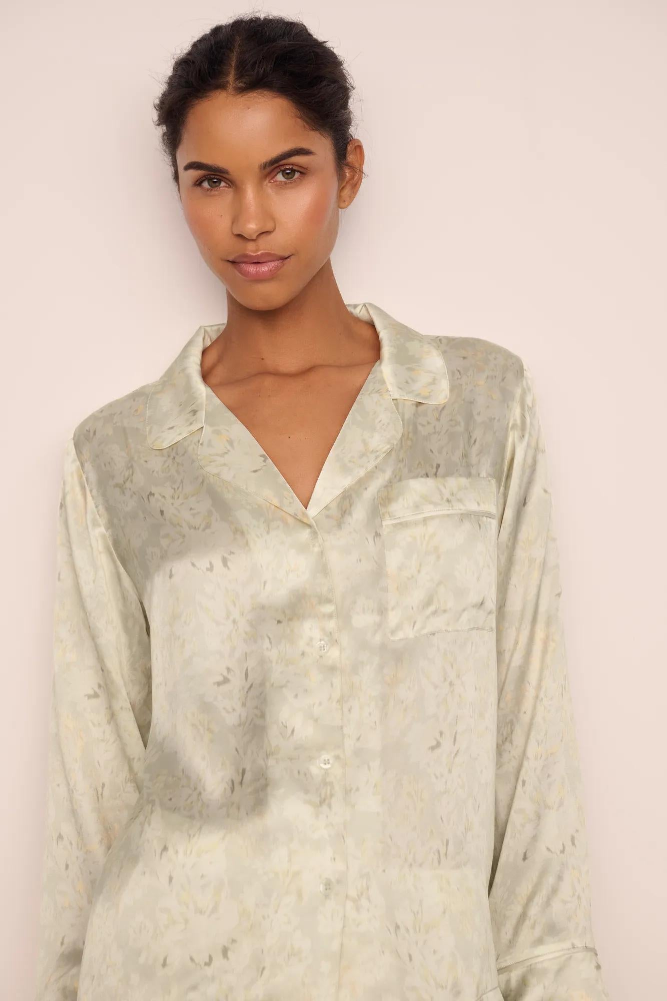 Inez Washable Silk Printed Long PJ Set