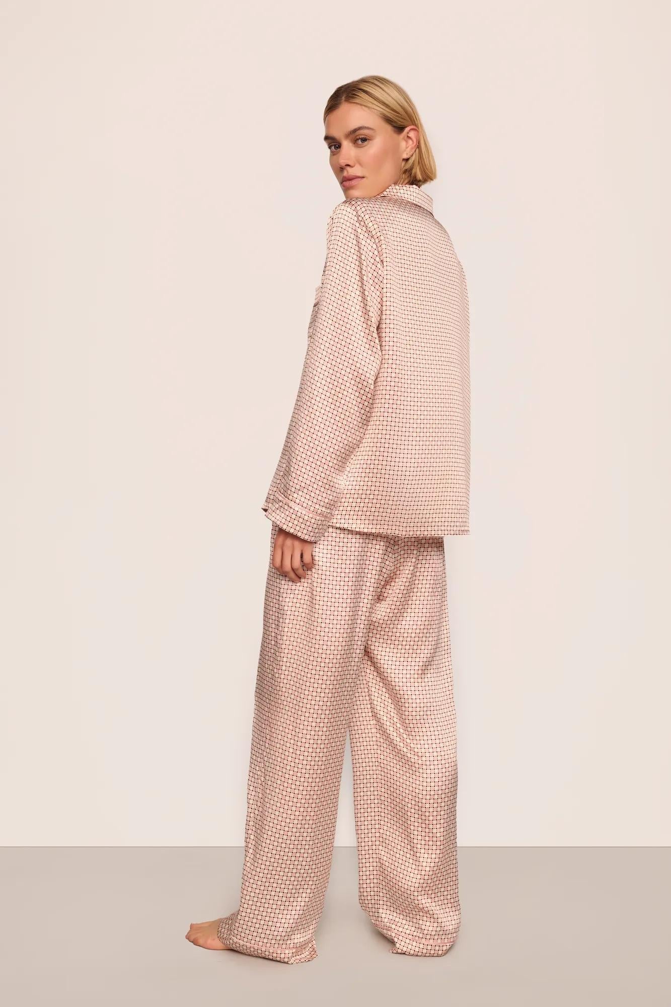 Inez Washable Silk Printed Long PJ Set