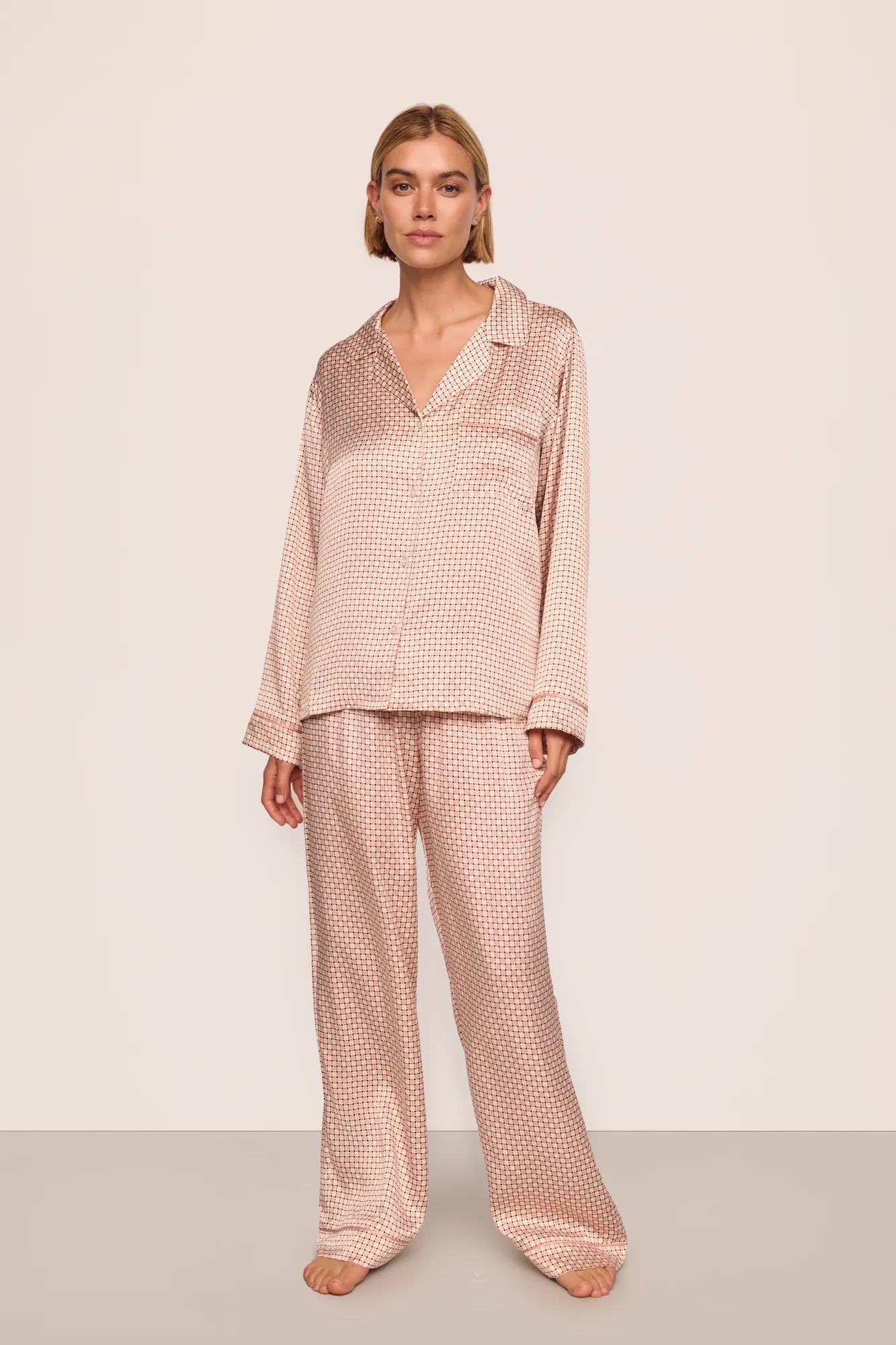 Inez Washable Silk Printed Long PJ Set