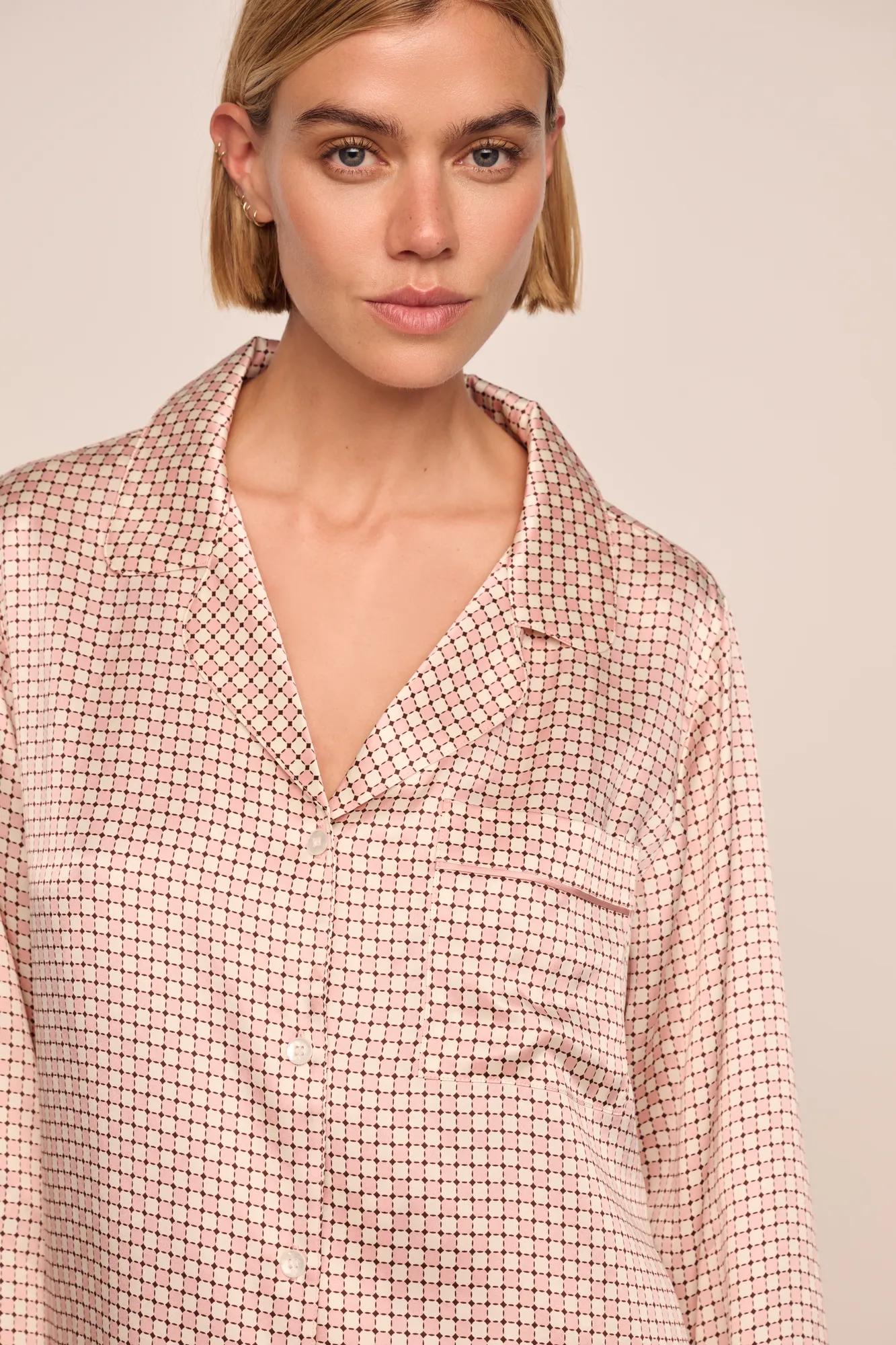 Inez Washable Silk Printed Long PJ Set