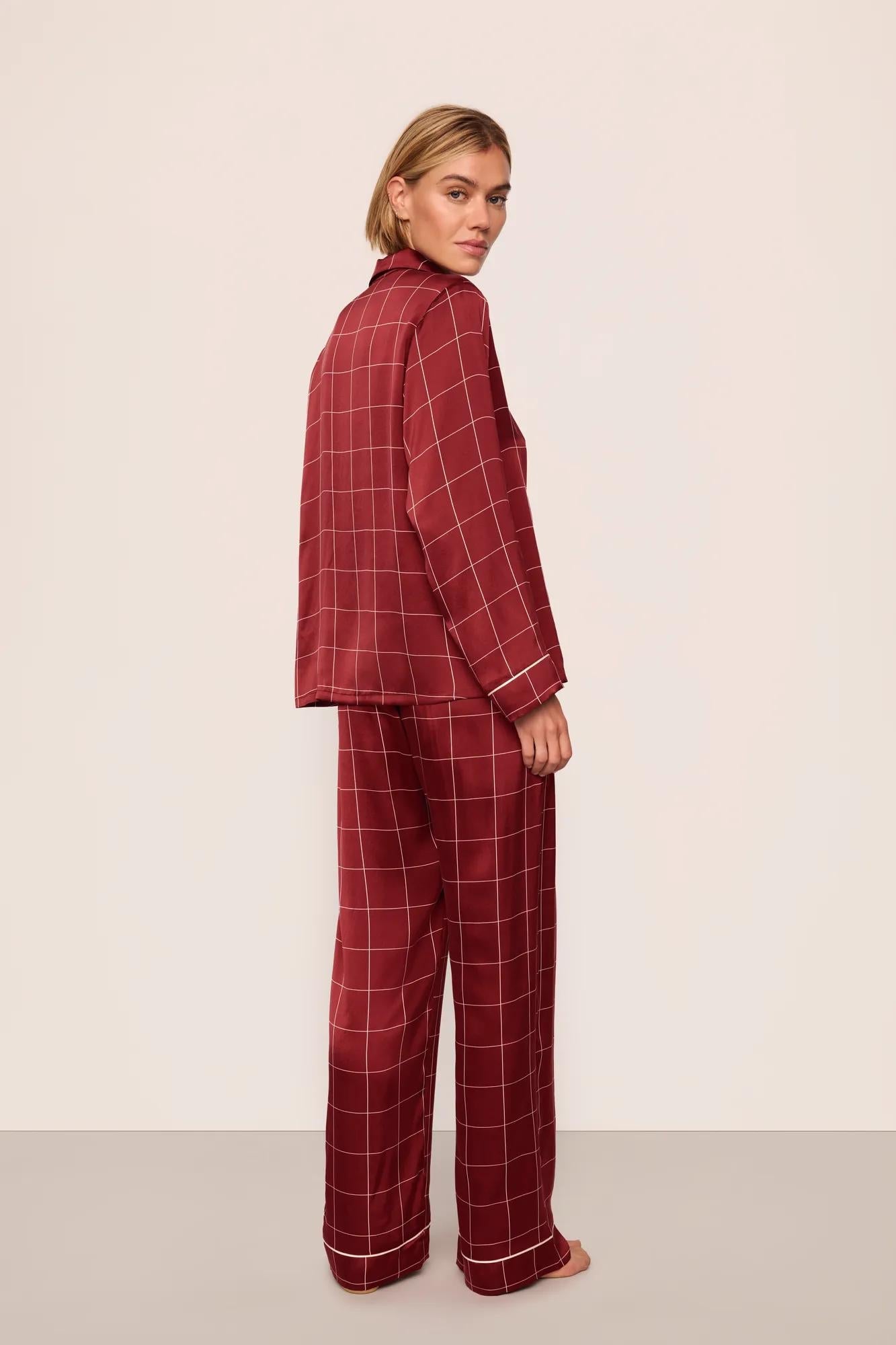 Eberjey x  Lily Aldridge - Inez Washable Silk Printed Long PJ Set