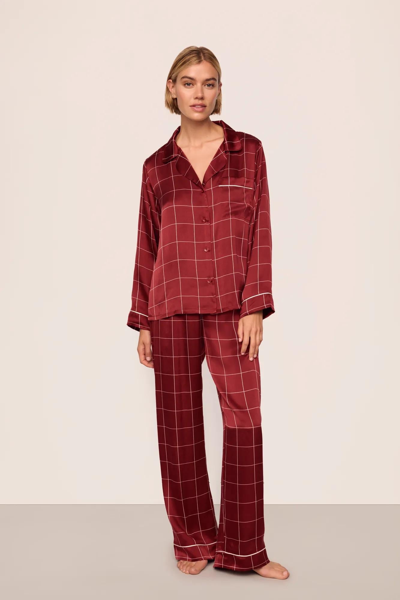 Eberjey x  Lily Aldridge - Inez Washable Silk Printed Long PJ Set