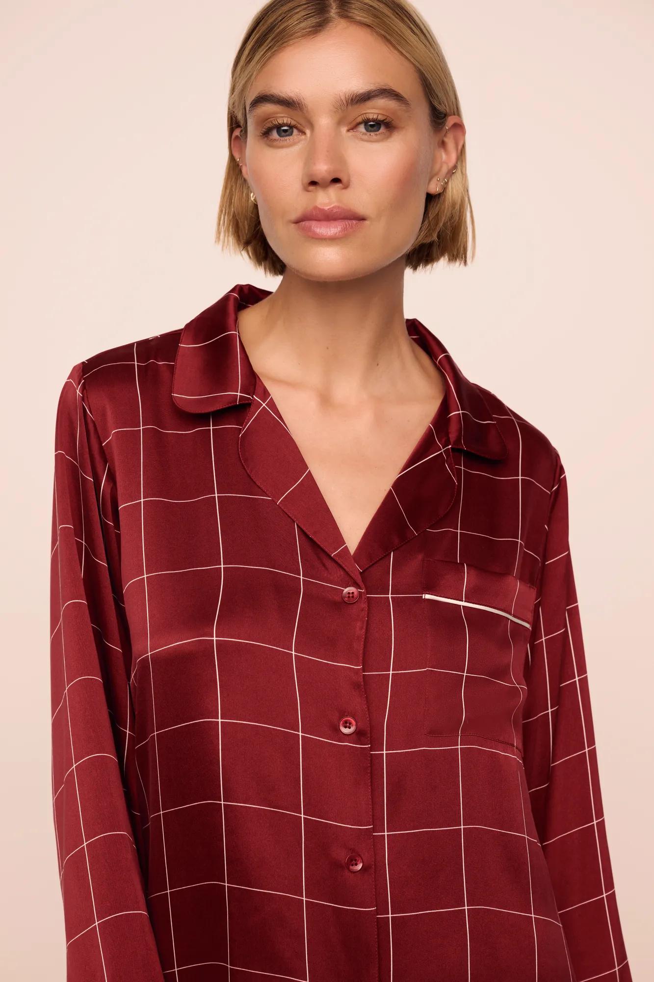 Eberjey x  Lily Aldridge - Inez Washable Silk Printed Long PJ Set