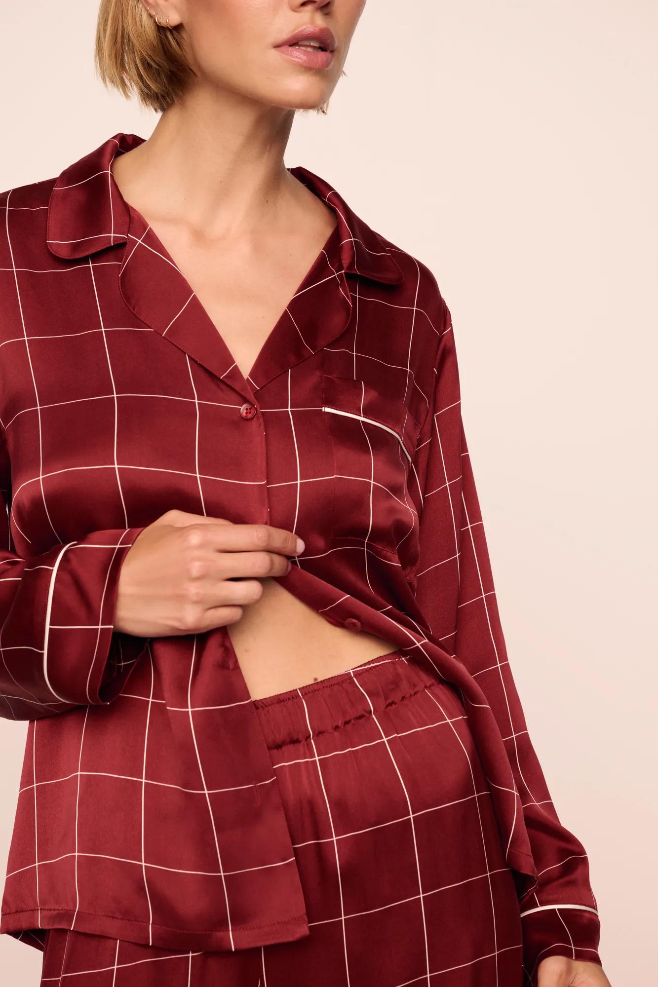 Eberjey x  Lily Aldridge - Inez Washable Silk Printed Long PJ Set