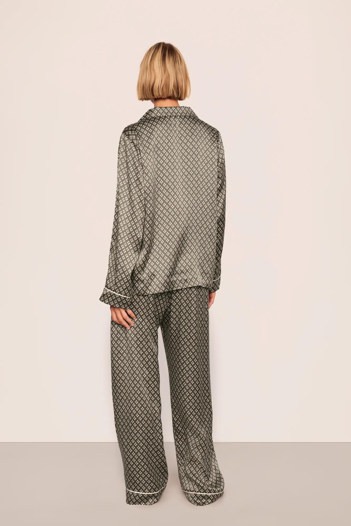 Inez Washable Silk Printed Long PJ Set