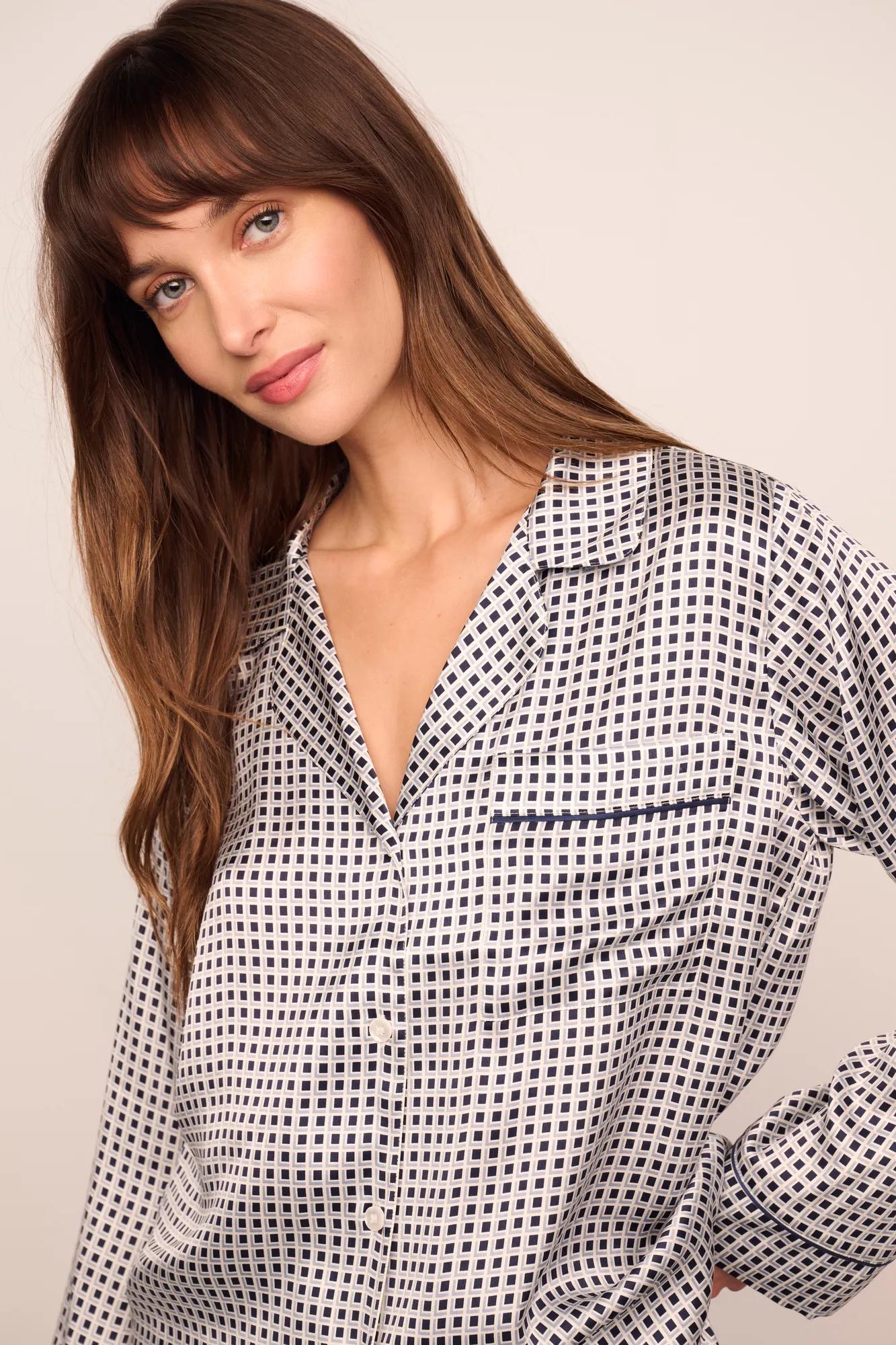 Inez Washable Silk Printed Long PJ Set