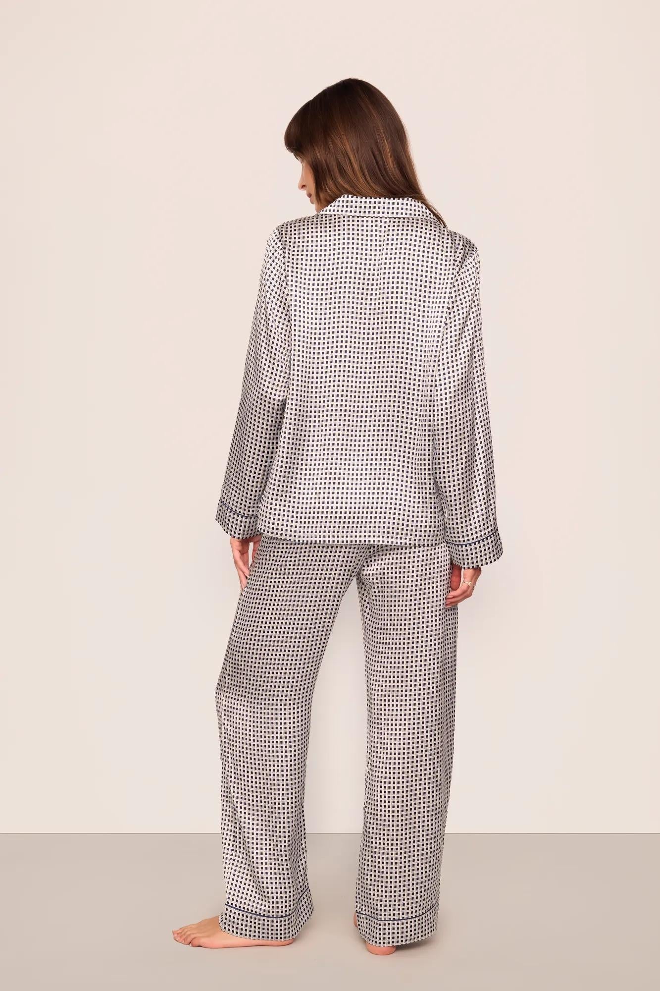 Inez Washable Silk Printed Long PJ Set