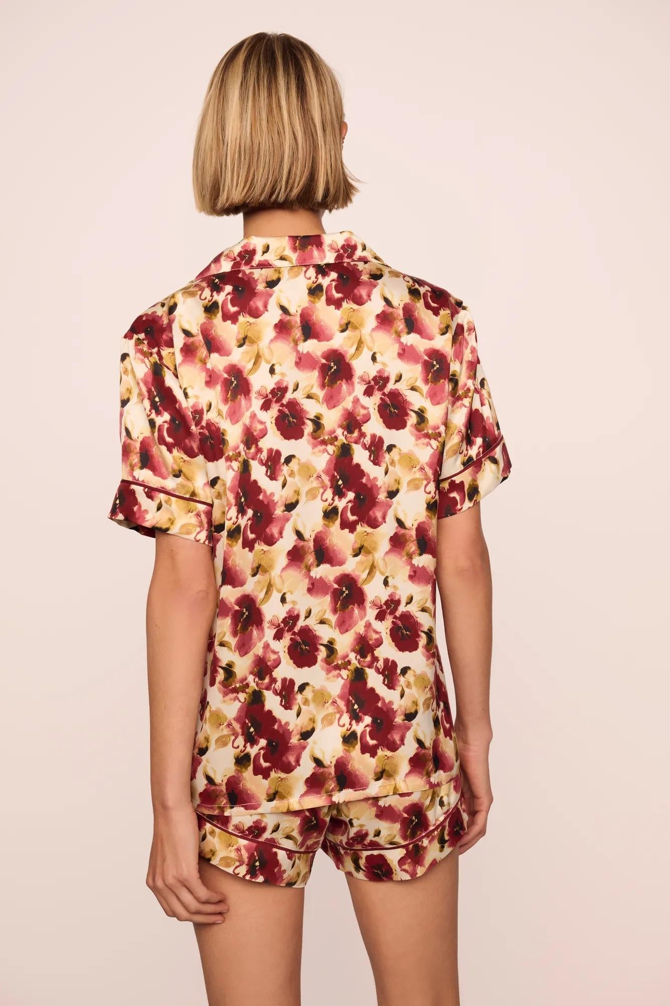 Eberjey x  Lily Aldridge - Inez Washable Silk Printed Short PJ Set