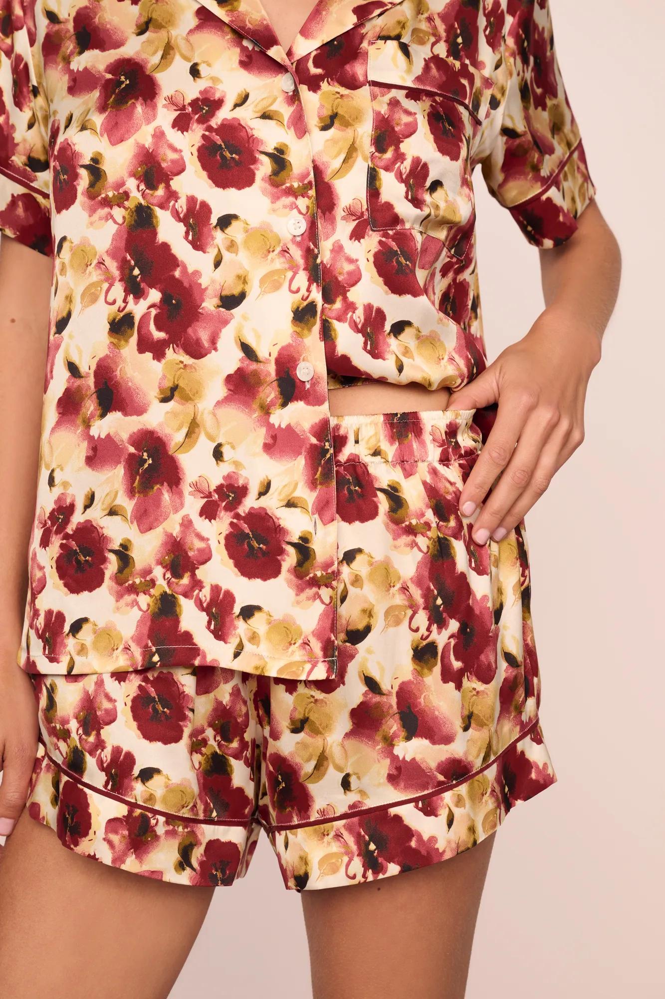 Eberjey x  Lily Aldridge - Inez Washable Silk Printed Short PJ Set