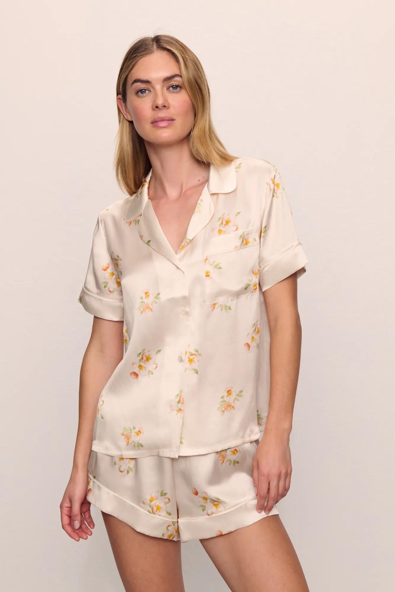 Inez Washable Silk Printed Short PJ Set