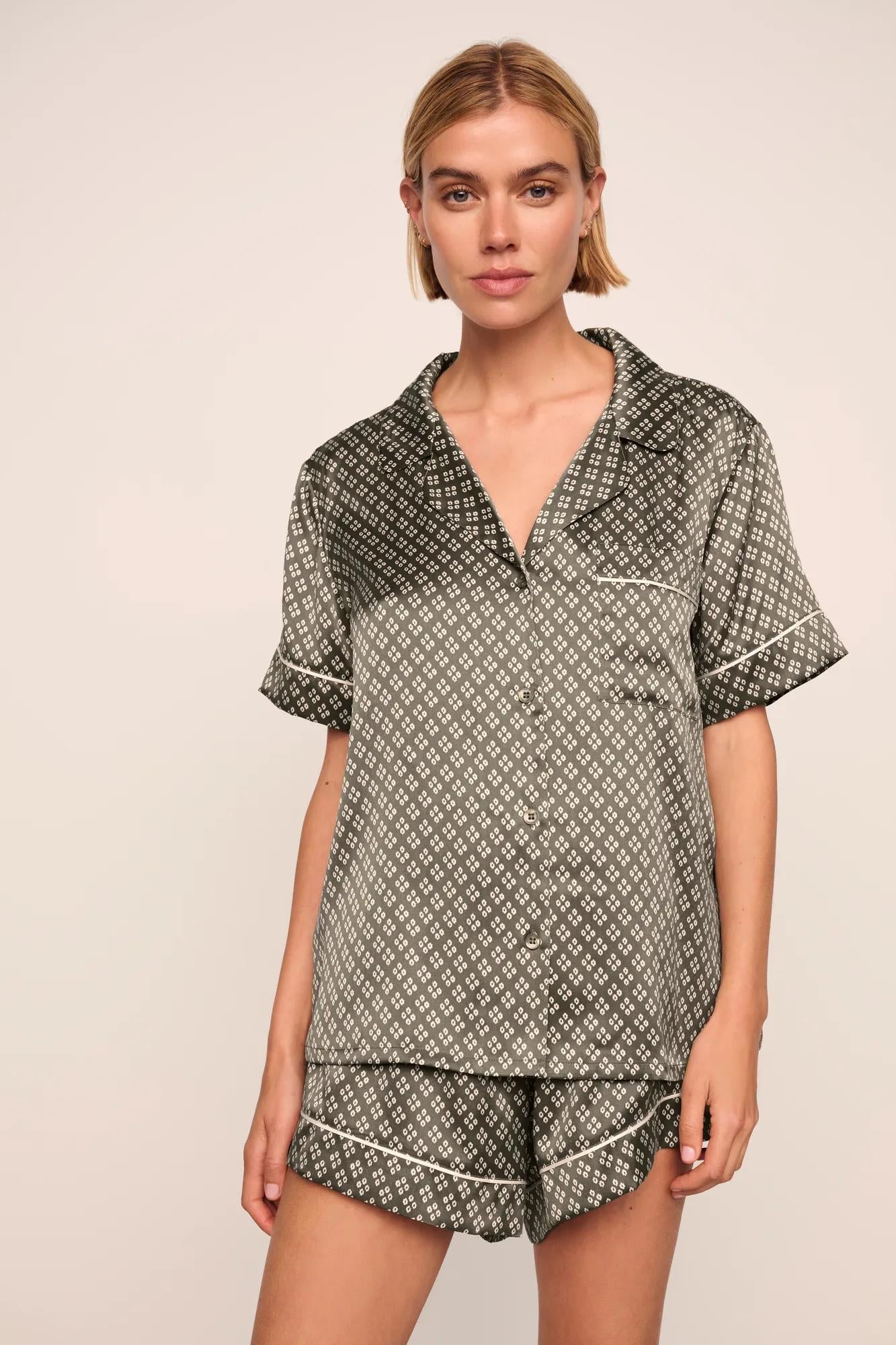 Inez Washable Silk Printed Short PJ Set