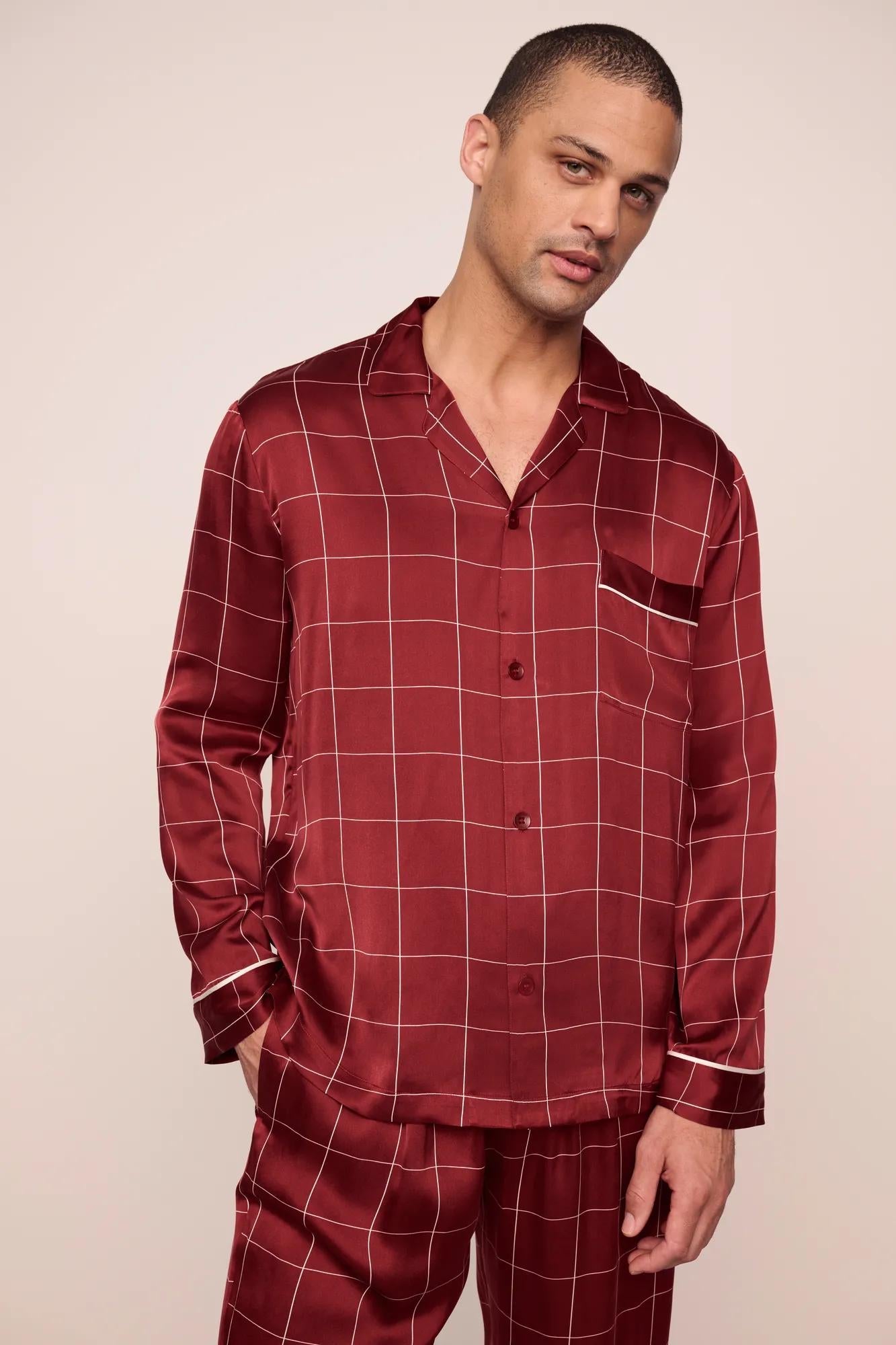 Eberjey x  Lily Aldridge - Charles Washable Silk Printed Long PJ Set