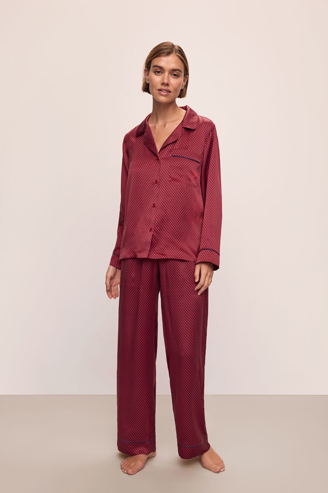 Inez Washable Silk Printed Long PJ Set